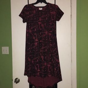 Lularoe Carly Jacquard Dress red/pink and black